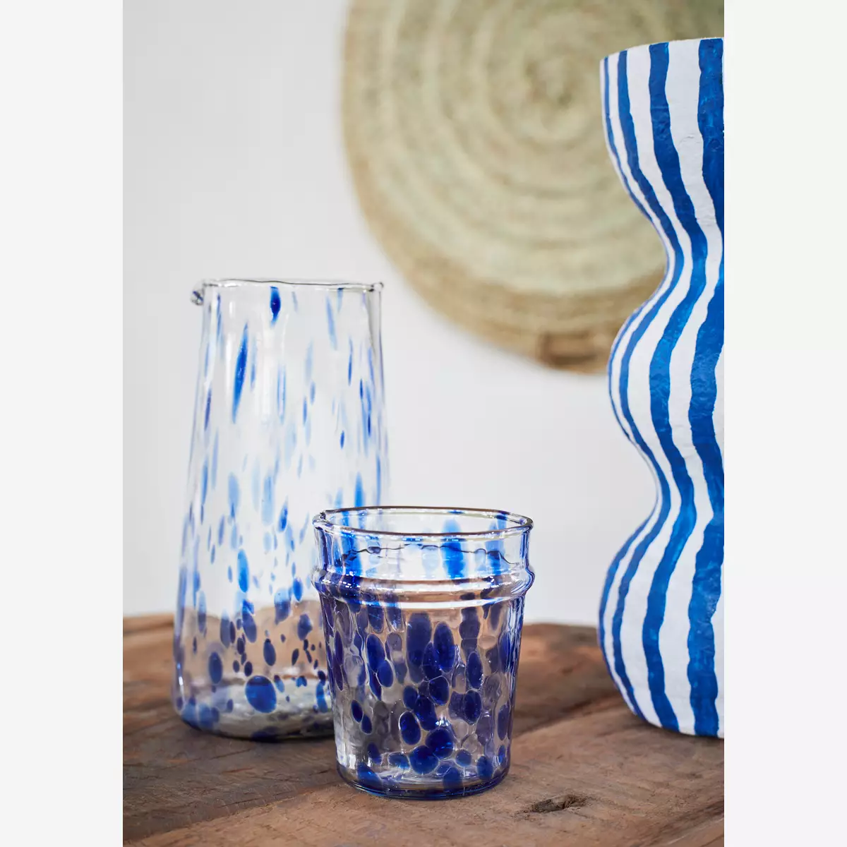 Vaso de cristal soplado elaborado artesanalmente al estilo mallorquín.